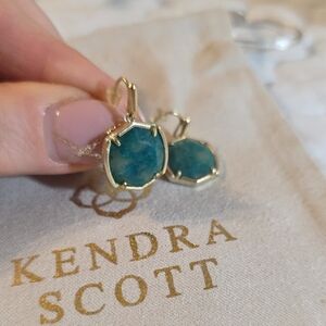 Kendra Scott Teal and Gold Drop Earrings